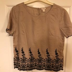 Brown/black embroidered top from JCrew Factory